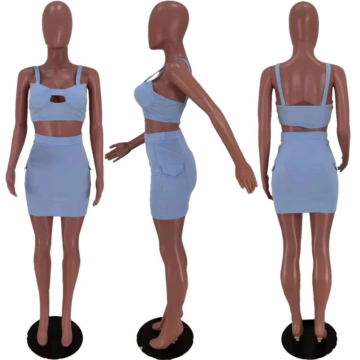 Chic Spaghetti Strap Bodycon Dress Set