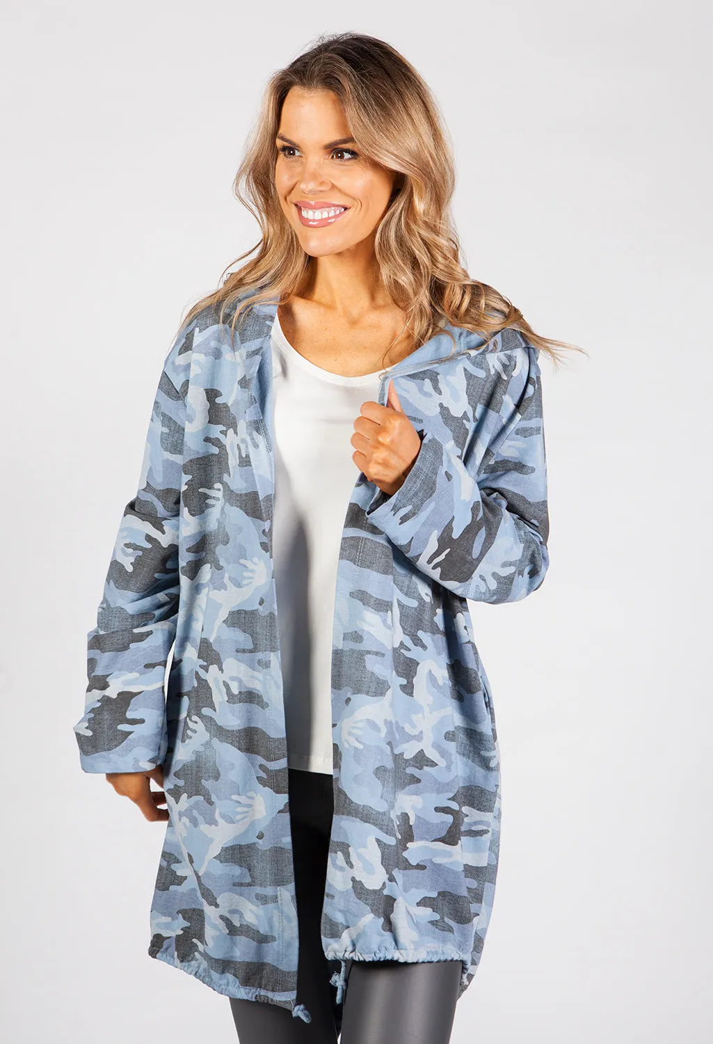 Faded Blue Angel Wing Open Hoody
