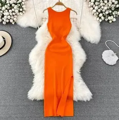 Korean Knitted V-Neck Bodycon Dress: Chic Hollow Out Fashion - Summer Party Style