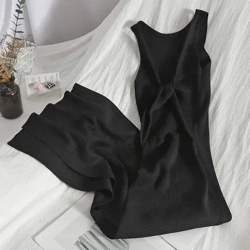 Korean Knitted V-Neck Bodycon Dress: Chic Hollow Out Fashion - Summer Party Style