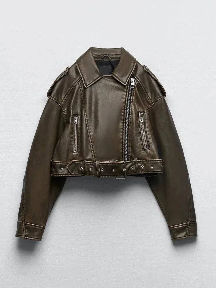 Loose Short Vintage Jacket with Belt