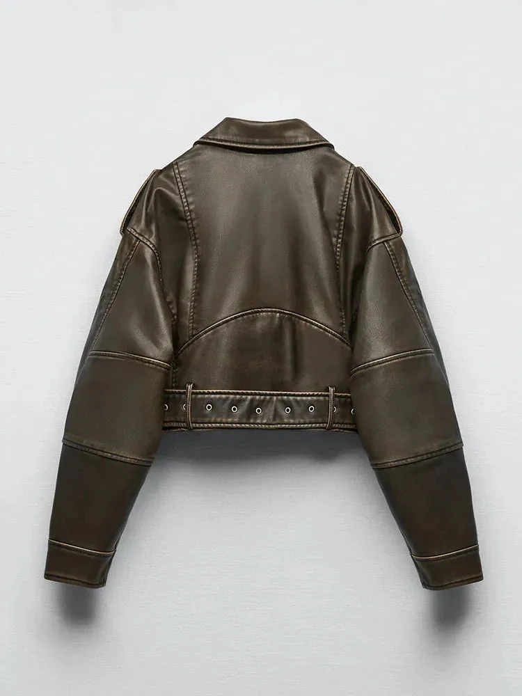 Loose Short Vintage Jacket with Belt
