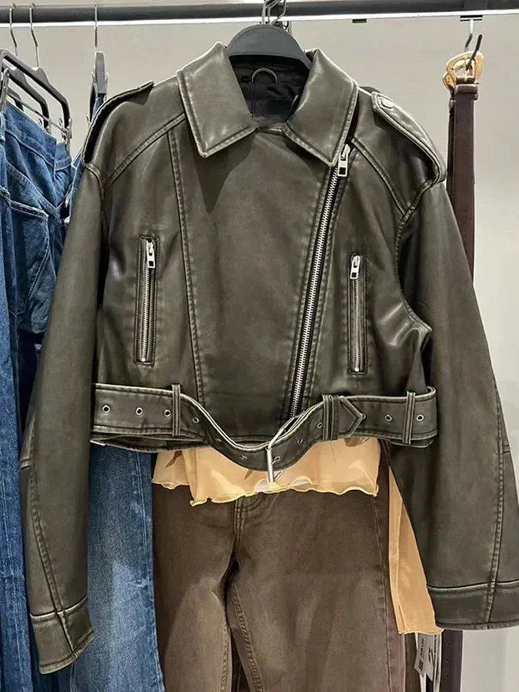 Loose Short Vintage Jacket with Belt