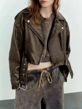 Loose Short Vintage Jacket with Belt