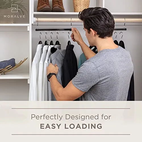 Moralve Space Saving Wood Hangers 4 Pack Collapsible Closet Organizers Clothes