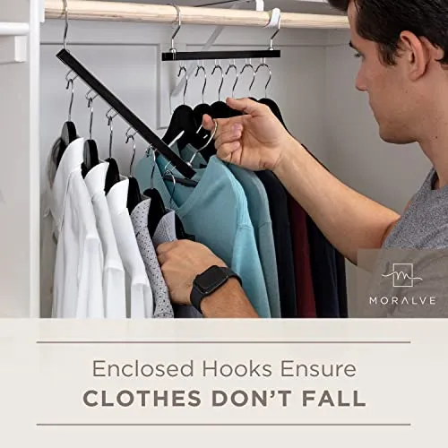 Moralve Space Saving Wood Hangers 4 Pack Collapsible Closet Organizers Clothes