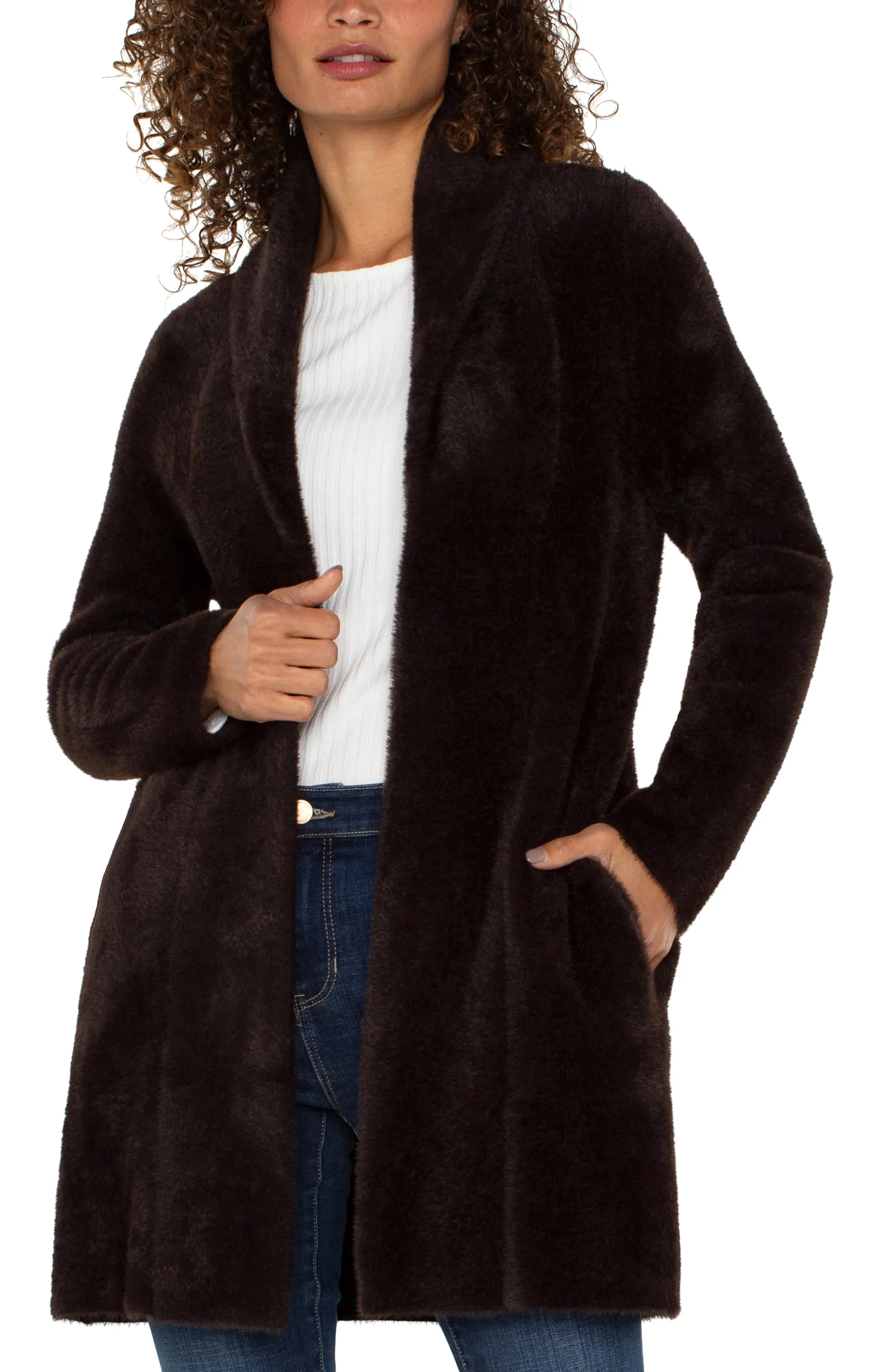 Open Front Coatigan Sweater - Mink