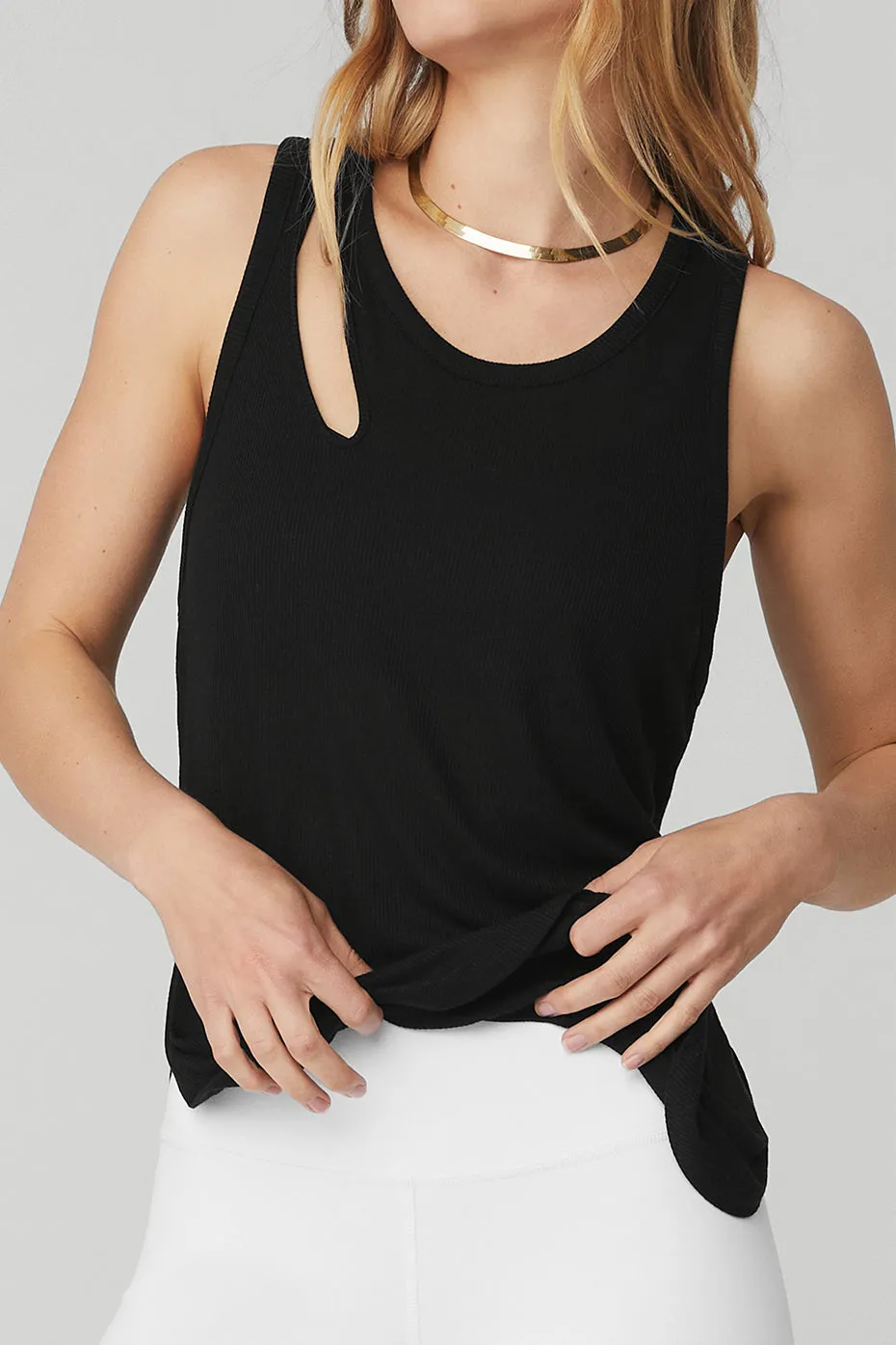Ribbed Peak Tank - Black