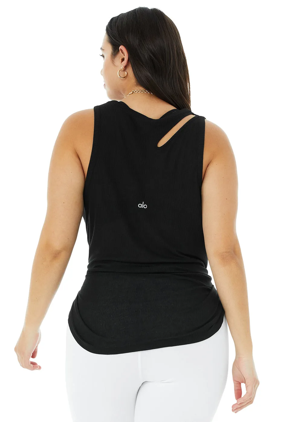 Ribbed Peak Tank - Black