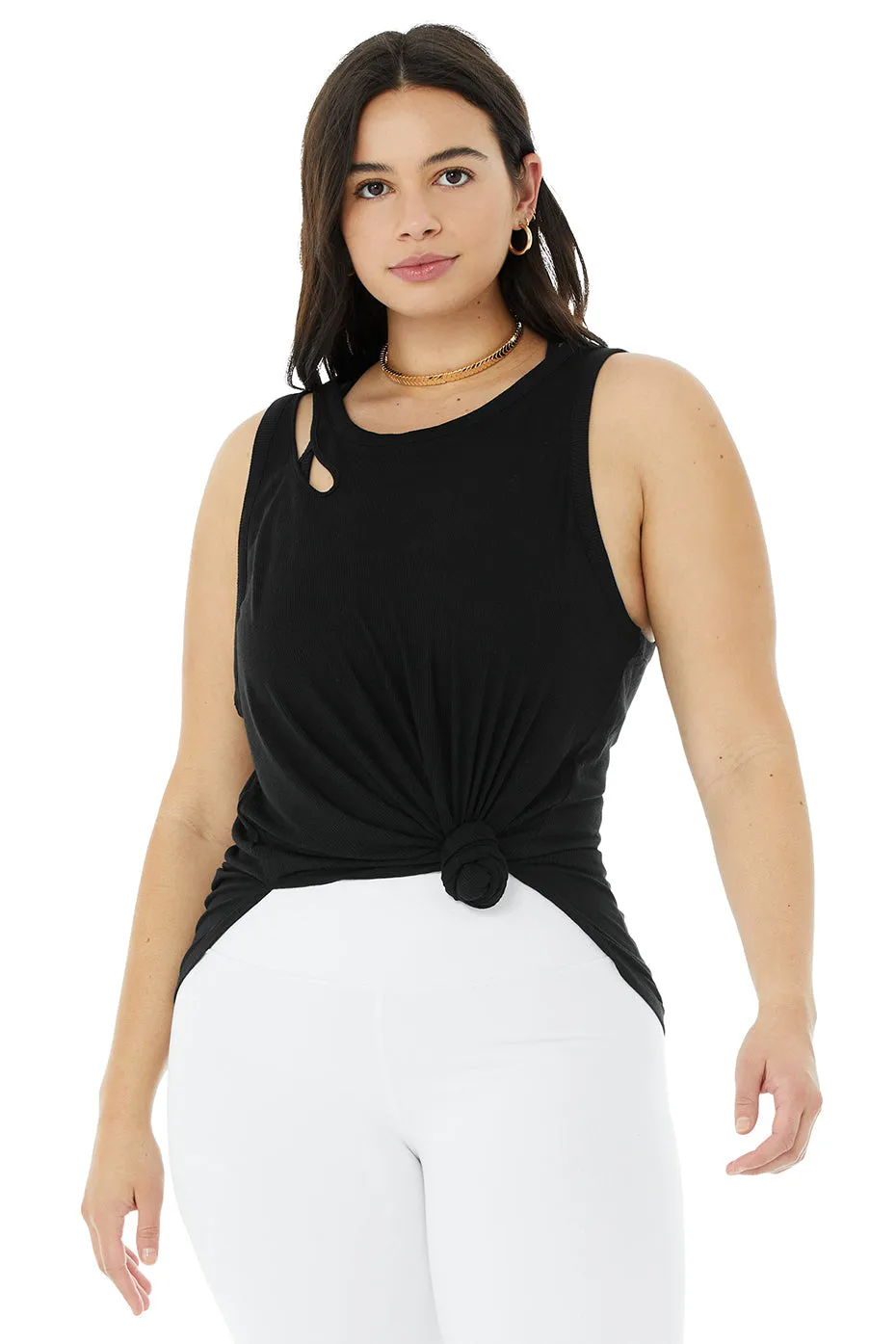 Ribbed Peak Tank - Black