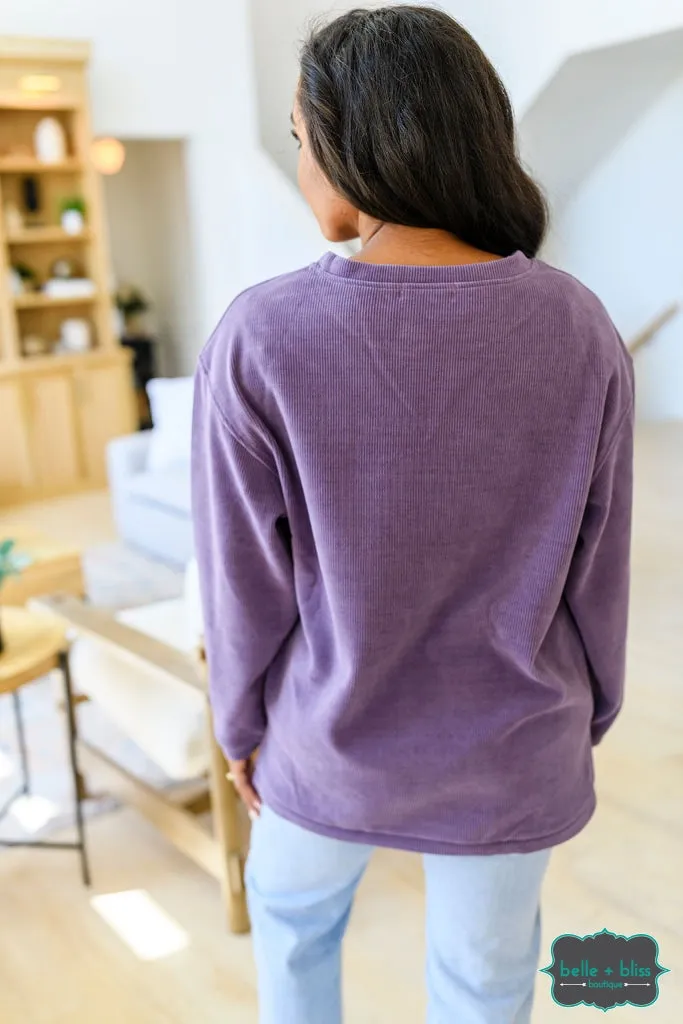Sarah Corded Pullover - Dusty Purple