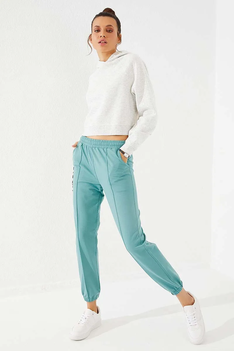 TMY Mint Green Embroidered Comfort Fit Elastic Cuff Women's Sweatpants - 94571 - Sioux Falls