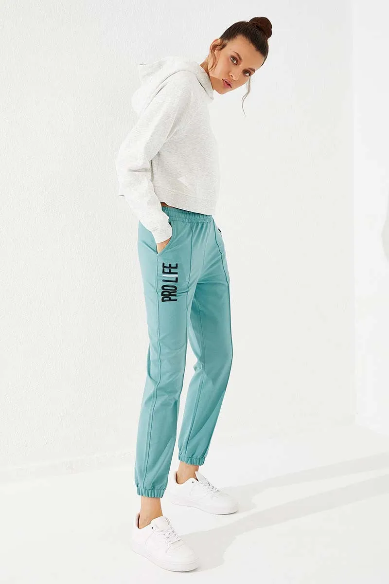 TMY Mint Green Embroidered Comfort Fit Elastic Cuff Women's Sweatpants - 94571 - Sioux Falls