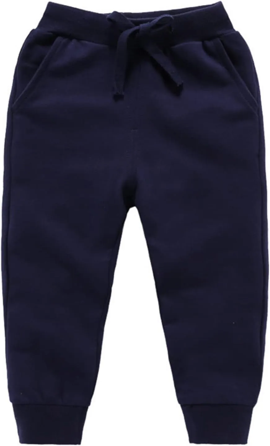 Unisex Toddler Jogger Pants Kids Cotton Elastic Waist Winter Baby Sweatpants Pants 1-5Years