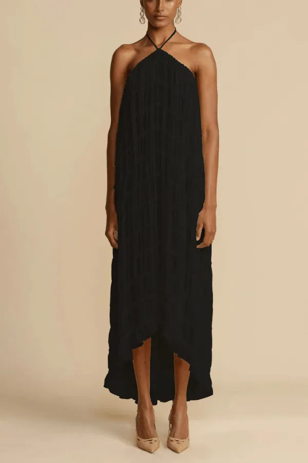 Versatility and Vintage Charm Pleated Drawstring Waist Tiered Maxi Skirt