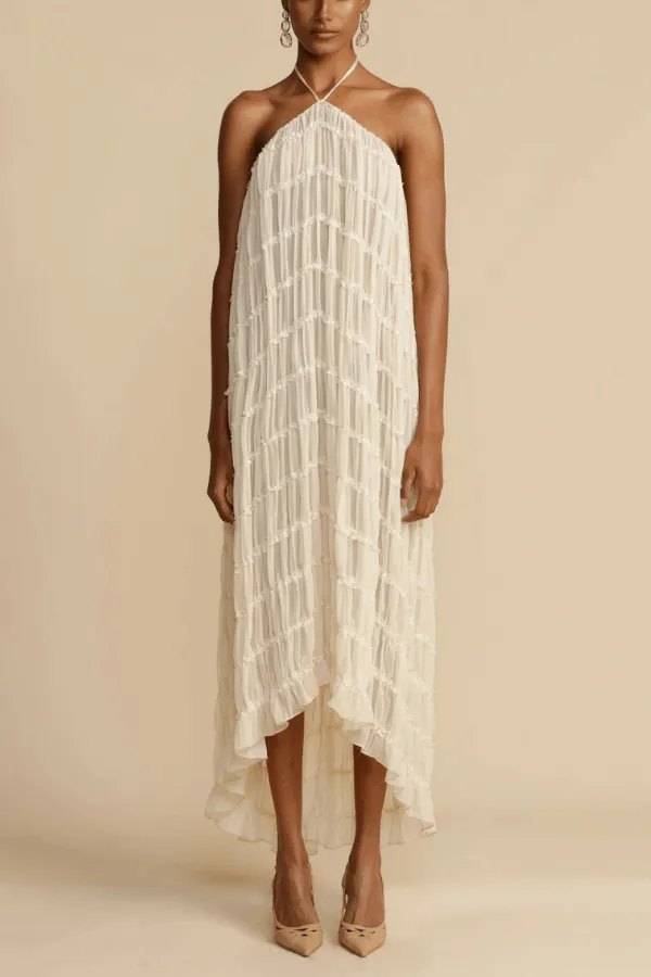 Versatility and Vintage Charm Pleated Drawstring Waist Tiered Maxi Skirt