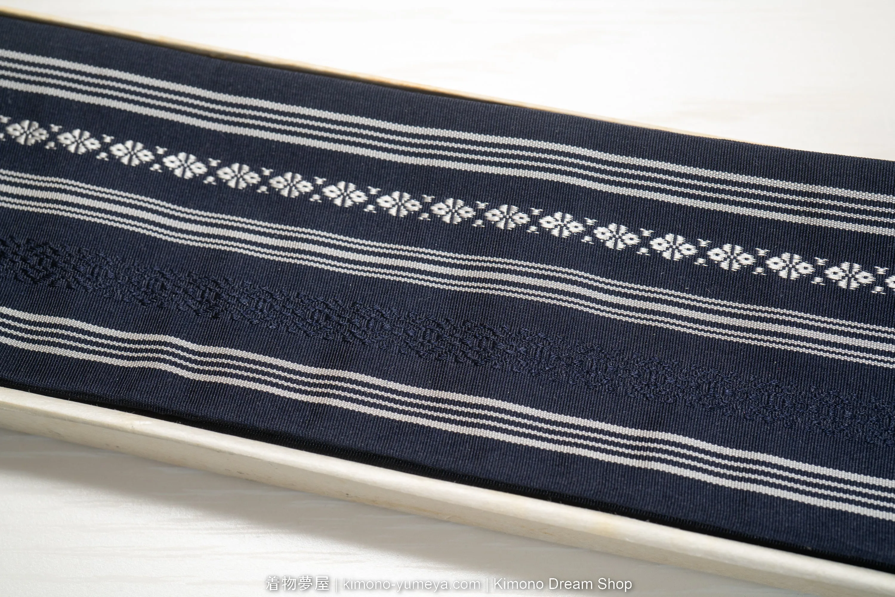 Vintage Silk Tanzen Obi in Box - Lightweight Informal Men's Kimono Belt - Traditional Japanese Accessories - Kenjogara Geometric Stripes