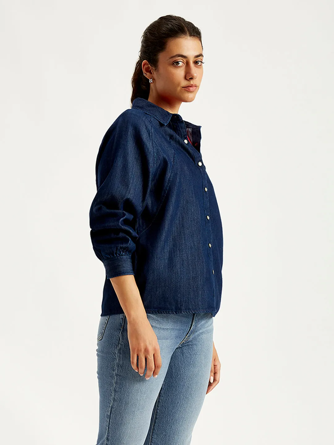 Women's Solid Regular Fit Denim Shirt