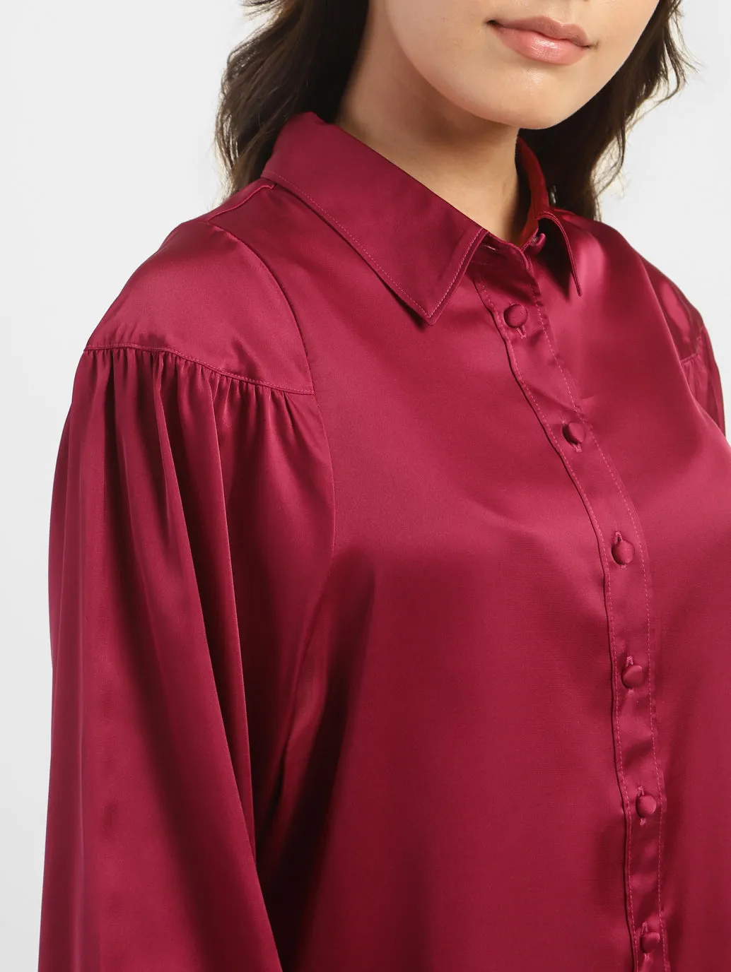 Women's Solid Spread Collar Shirt